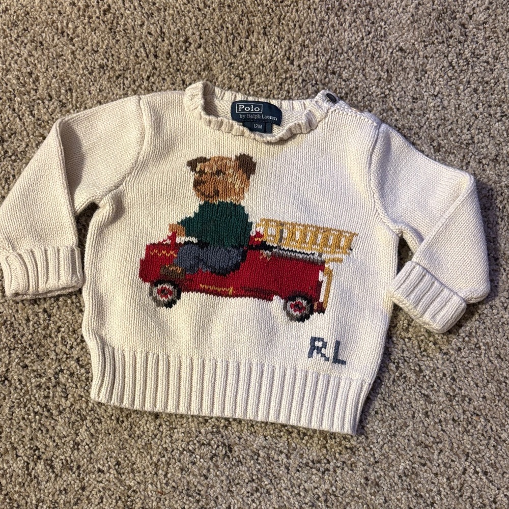Ralph Lauren Cream Sweater with Bear Design